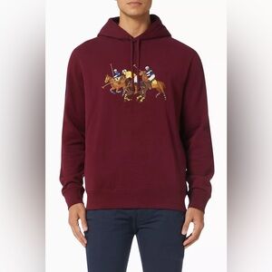 Men's Burgundy Polo Embroidered Hoodie